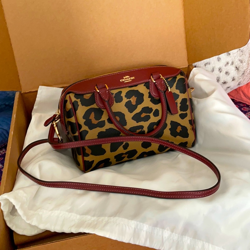Coach purse bag leopard print